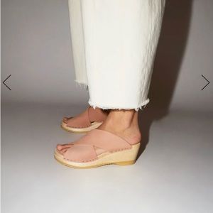 No.6 Frida Clog on Mid Wedge in Pink Sand
